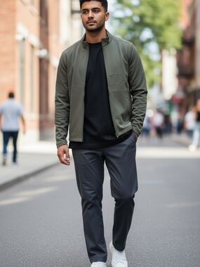 NOBULL Twill Zip Up Jacket Olive Green Small